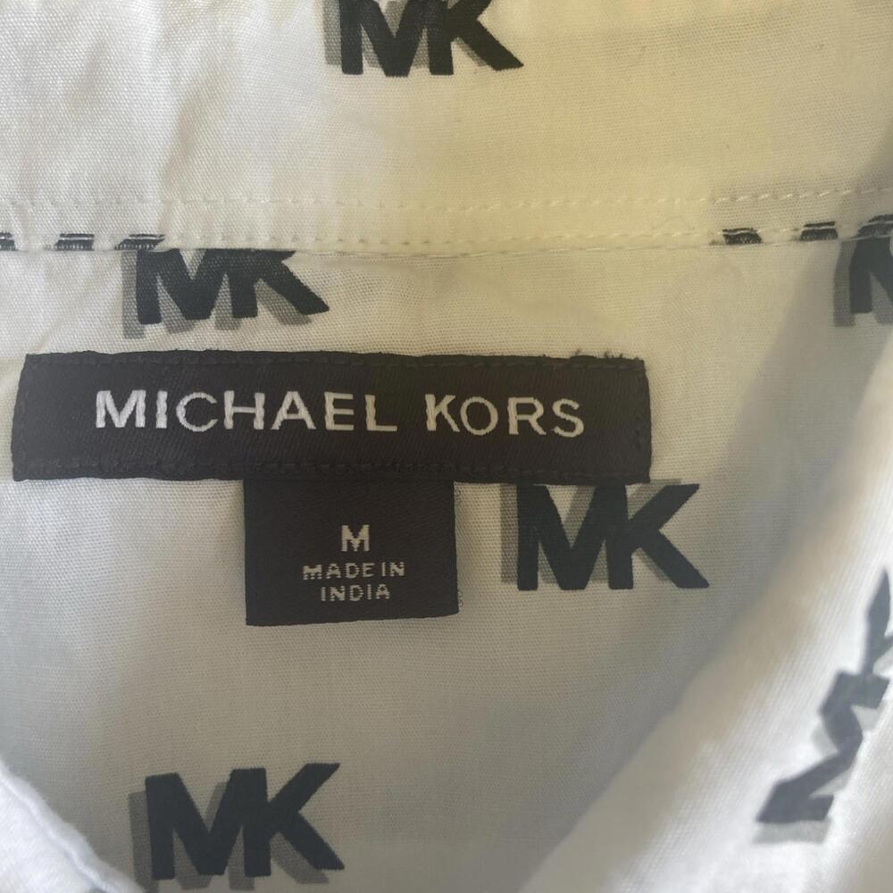 Michael Kors Men’s M Long Sleeve Button Up Shirt With The MK Print - Picture 3 of 7